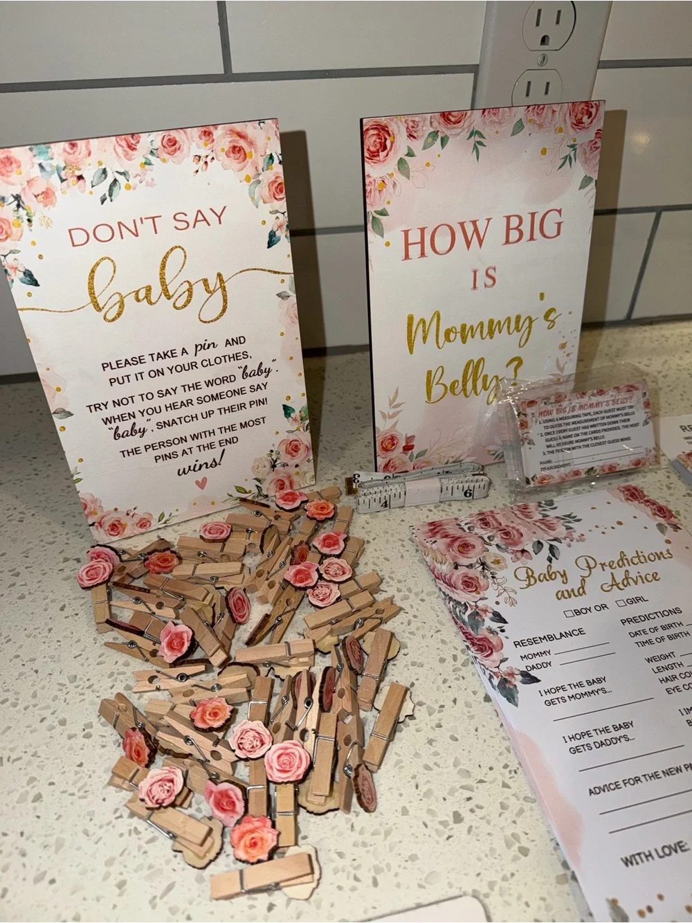 Baby Shower Game Kit — Pink and Gold Floral Party Pack